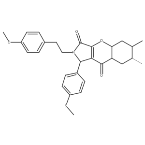 2-[2-(4-methoxyphenyl)ethyl]-6,7-dimethyl-1-(4-methylsulfanylphenyl)-4a,5,6,7,8,8a-hexahydro-1H-chromeno[2,3-c]pyrrole-3,9-dione结构式