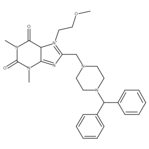 8-[(4-benzhydrylpiperazin-1-yl)methyl]-7-(2-methoxyethyl)-1,3-dimethyl-5H-purin-7-ium-2,6-dione Structure