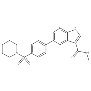 N-methyl-5-[4-(piperidin-1-ylsulfonyl)phenyl]-1H-pyrrolo[2,3-b]pyridine-3-carboxamide结构式