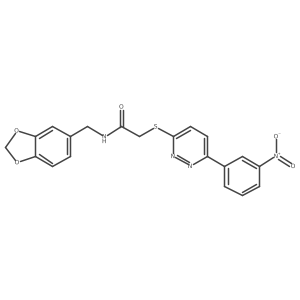 N-(benzo[d][1,3]dioxol-5-ylmethyl)-2-((6-(3-nitrophenyl)pyridazin-3-yl)thio)acetamide结构式