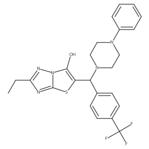2-Ethyl-5-((4-phenylpiperazin-1-yl)(4-(trifluoromethyl)phenyl)methyl)thiazolo[3,2-b][1,2,4]triazol-6-ol结构式