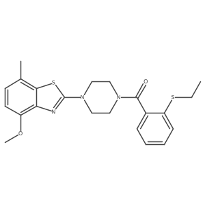 (2-(Ethylthio)phenyl)(4-(4-methoxy-7-methylbenzo[d]thiazol-2-yl)piperazin-1-yl)methanone结构式
