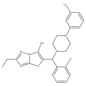 5-((2-Chlorophenyl)(4-(3-chlorophenyl)piperazin-1-yl)methyl)-2-ethylthiazolo[3,2-b][1,2,4]triazol-6-ol结构式