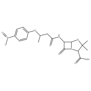 (2S,5R,6R)-3,3-Dimethyl-6-[[3-(4-nitrophenoxy)-1-oxobutyl]amino]-7-oxo-4-thia-1-azabicyclo[3.2.0]heptane-2-carboxylic acid结构式