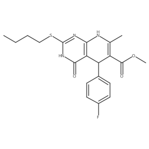 Methyl 2-(butylthio)-5-(4-fluorophenyl)-7-methyl-4-oxo-3,4,5,8-tetrahydropyrido[2,3-d]pyrimidine-6-carboxylate结构式