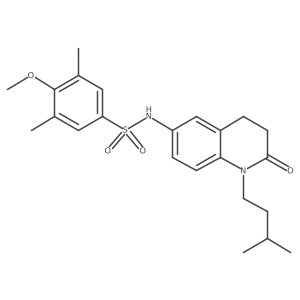 N-(1-isopentyl-2-oxo-1,2,3,4-tetrahydroquinolin-6-yl)-4-methoxy-3,5-dimethylbenzenesulfonamide结构式