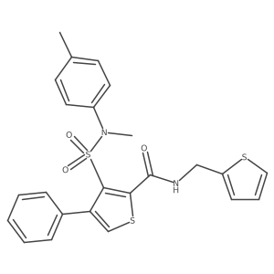 3-[methyl(4-methylphenyl)sulfamoyl]-4-phenyl-N-(thiophen-2-ylmethyl)thiophene-2-carboxamide Structure