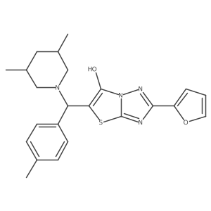 5-((3,5-Dimethylpiperidin-1-yl)(p-tolyl)methyl)-2-(furan-2-yl)thiazolo[3,2-b][1,2,4]triazol-6-ol Structure