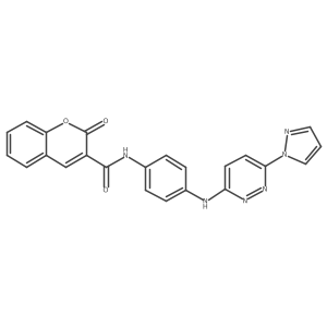 2-oxo-N-(4-{[6-(1H-pyrazol-1-yl)pyridazin-3-yl]amino}phenyl)-2H-chromene-3-carboxamide结构式