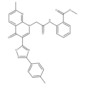 methyl 2-(2-(7-methyl-4-oxo-3-(3-(p-tolyl)-1,2,4-oxadiazol-5-yl)-1,8-naphthyridin-1(4H)-yl)acetamido)benzoate结构式