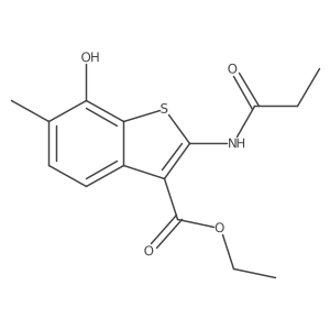 Ethyl 7-hydroxy-6-methyl-2-(propionylamino)-1-benzothiophene-3-carboxylate Structure