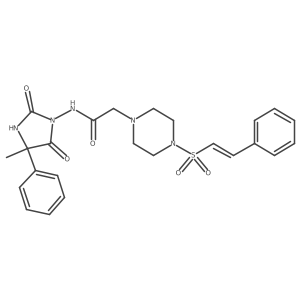 N-(4-methyl-2,5-dioxo-4-phenylimidazolidin-1-yl)-2-[4-(2-phenylethenesulfonyl)piperazin-1-yl]acetamide结构式