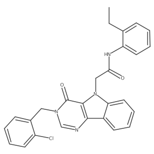 2-(3-(2-chlorobenzyl)-4-oxo-3H-pyrimido[5,4-b]indol-5(4H)-yl)-N-(2-ethylphenyl)acetamide结构式