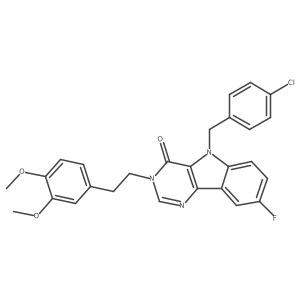 5-(4-chlorobenzyl)-3-(3,4-dimethoxyphenethyl)-8-fluoro-3H-pyrimido[5,4-b]indol-4(5H)-one Structure