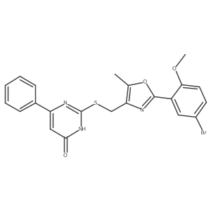 2-(((2-(5-Bromo-2-methoxyphenyl)-5-methyloxazol-4-yl)methyl)thio)-6-phenylpyrimidin-4-ol结构式