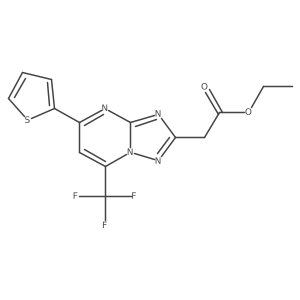 Ethyl [5-(thiophen-2-yl)-7-(trifluoromethyl)[1,2,4]triazolo[1,5-a]pyrimidin-2-yl]acetate Structure