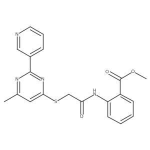 Methyl 2-(2-((6-methyl-2-(pyridin-3-yl)pyrimidin-4-yl)thio)acetamido)benzoate结构式