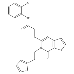 N-(2-chlorophenyl)-2-({4-oxo-3-[2-(thiophen-2-yl)ethyl]-3,4-dihydrothieno[3,2-d]pyrimidin-2-yl}sulfanyl)acetamide结构式