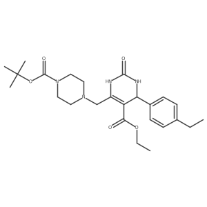 Ethyl 6-({4-[(tert-butoxy)carbonyl]piperazin-1-yl}methyl)-4-(4-ethylphenyl)-2-oxo-1,2,3,4-tetrahydropyrimidine-5-carboxylate结构式