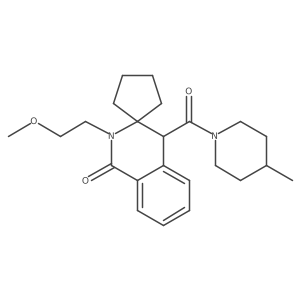 2'-(2-methoxyethyl)-4'-[(4-methylpiperidin-1-yl)carbonyl]-2'H-spiro[cyclopentane-1,3'-isoquinolin]-1'(4'H)-one结构式