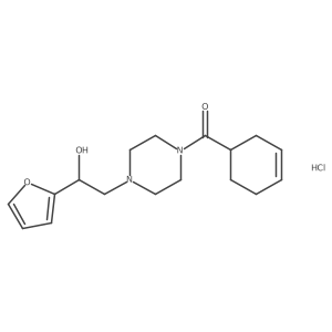 Cyclohex-3-en-1-yl(4-(2-(furan-2-yl)-2-hydroxyethyl)piperazin-1-yl)methanone hydrochloride结构式