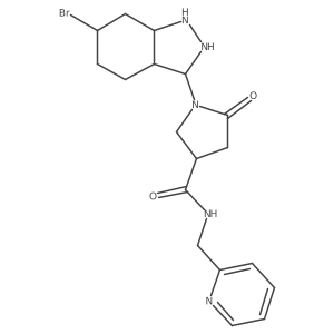 1-(6-bromo-2,3,3a,4,5,6,7,7a-octahydro-1H-indazol-3-yl)-5-oxo-N-(pyridin-2-ylmethyl)pyrrolidine-3-carboxamide结构式
