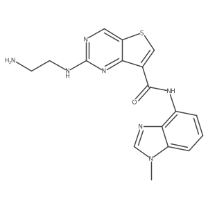 Thieno[3,2-d]pyrimidine-7-carboxamide, 2-[(2-aminoethyl)amino]-N-(1-methyl-1H-benzimidazol-4-yl)-结构式