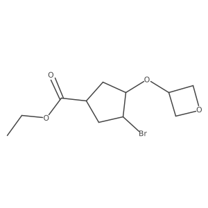 Ethyl 3-bromo-4-(oxetan-3-yloxy)cyclopentane-1-carboxylate结构式