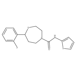 7-(2-fluorophenyl)-N-(thiophen-2-yl)-1,4-thiazepane-4-carboxamide结构式