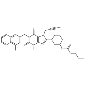 Propyl (R)-(1-(7-(but-2-yn-1-yl)-3-methyl-1-((4-methylquinazolin-2-yl)methyl)-2,6-dioxo-2,3,6,7-tetrahydro-1H-purin-8-yl)piperidin-3-yl)carbamate Structure