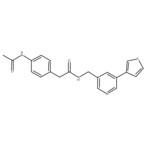 2-(4-acetamidophenyl)-N-((5-(thiophen-3-yl)pyridin-3-yl)methyl)acetamide结构式