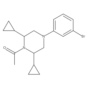 1-[4-(3-Bromophenyl)-2,6-dicyclopropyl-1-piperazinyl]ethanone Structure