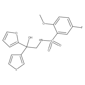 5-fluoro-N-(2-(furan-2-yl)-2-hydroxy-2-(thiophen-3-yl)ethyl)-2-methoxybenzenesulfonamide结构式