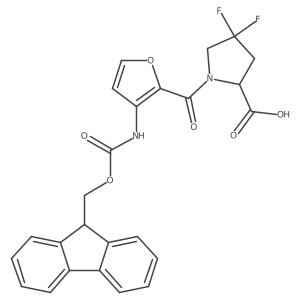 1-[3-({[(9H-fluoren-9-yl)methoxy]carbonyl}amino)furan-2-carbonyl]-4,4-difluoropyrrolidine-2-carboxylic acid Structure
