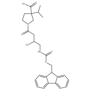 1-[4-({[(9H-fluoren-9-yl)methoxy]carbonyl}amino)-3-hydroxybutanoyl]-3-(propan-2-yl)pyrrolidine-3-carboxylic acid Structure