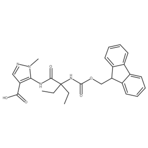 5-[2-ethyl-2-({[(9H-fluoren-9-yl)methoxy]carbonyl}amino)butanamido]-1-methyl-1H-pyrazole-4-carboxylic acid Structure