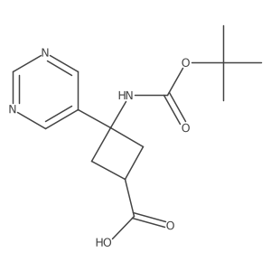 3-{[(Tert-butoxy)carbonyl]amino}-3-(pyrimidin-5-yl)cyclobutane-1-carboxylic acid Structure
