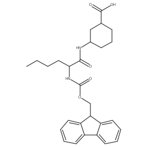(1RS,3RS)-3-[(2S)-2-({[(9H-fluoren-9-yl)methoxy]carbonyl}amino)hexanamido]cyclohexane-1-carboxylic acid Structure