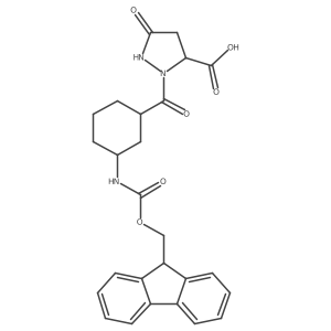 rac-2-[(1R,3S)-3-({[(9H-fluoren-9-yl)methoxy]carbonyl}amino)cyclohexanecarbonyl]-5-oxopyrazolidine-3-carboxylic acid Structure