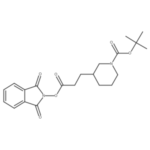 tert-butyl 3-{3-[(1,3-dioxo-2,3-dihydro-1H-isoindol-2-yl)oxy]-3-oxopropyl}piperidine-1-carboxylate结构式