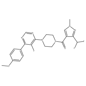4-{4-[3-(difluoromethyl)-1-methyl-1H-pyrazole-4-carbonyl]piperazin-1-yl}-5-fluoro-6-(4-methoxyphenyl)pyrimidine结构式