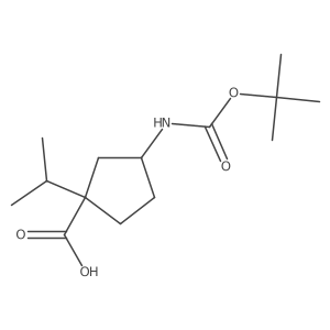(1R,3R)-3-((tert-Butoxycarbonyl)amino)-1-isopropylcyclopentane-1-carboxylic acid结构式
