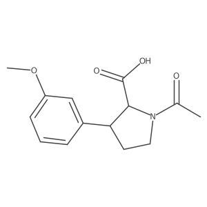 rac-(2R,3S)-1-acetyl-3-(3-methoxyphenyl)pyrrolidine-2-carboxylic acid结构式