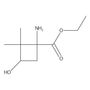 Ethyl 1-amino-3-hydroxy-2,2-dimethylcyclobutane-1-carboxylate结构式