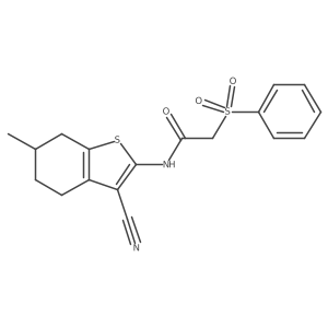 N-(3-cyano-6-methyl-4,5,6,7-tetrahydrobenzo[b]thiophen-2-yl)-2-(phenylsulfonyl)acetamide结构式