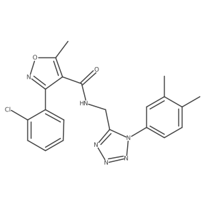 3-(2-chlorophenyl)-N-((1-(3,4-dimethylphenyl)-1H-tetrazol-5-yl)methyl)-5-methylisoxazole-4-carboxamide结构式