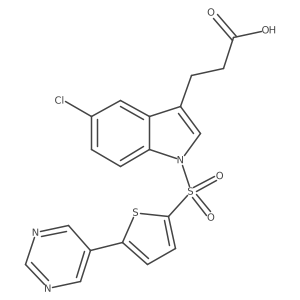 3-[5-Chloro-1-(5-pyrimidin-5-yl-thiophene-2-sulfonyl)-1h-indol-3-yl]-propionic acid结构式