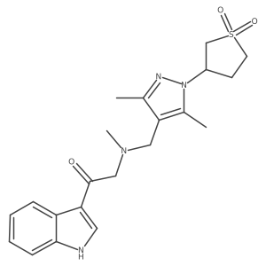 3-[4-({[2-(1H-indol-3-yl)-2-oxoethyl](methyl)amino}methyl)-3,5-dimethyl-1H-pyrazol-1-yl]-1lambda6-thiolane-1,1-dione结构式