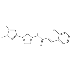 (2E)-3-(2-chlorophenyl)-N-[5-(1,5-dimethyl-1H-pyrazol-3-yl)-1,3,4-oxadiazol-2-yl]prop-2-enamide Structure