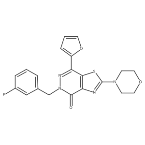 5-(3-fluorobenzyl)-7-(furan-2-yl)-2-morpholinothiazolo[4,5-d]pyridazin-4(5H)-one结构式